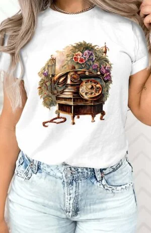 T-shirt Femme en Gros | Old phone Flower