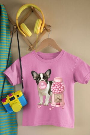 T-shirt Col Rond Fille – Dog gum – ROSE