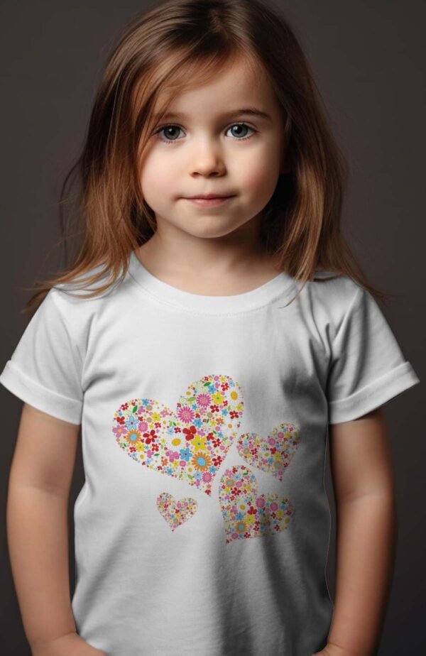 T-shirt Fille en Gros | Cœur en fleur