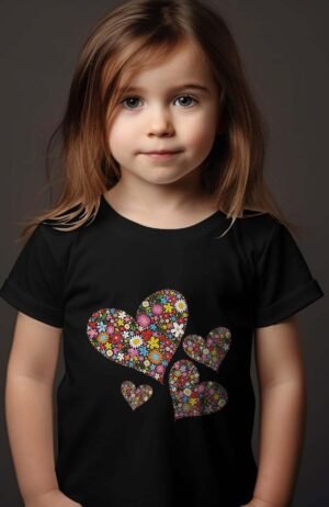 T-shirt Fille en Gros | Cœur en fleur