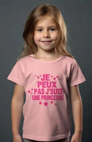 T-shirt Fille – peux princesse – Rose