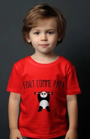 T-shirt Garçon – papa panda – Rouge