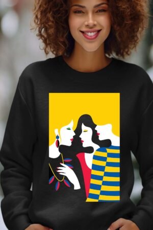 3 girls Pa2 – Sweat Col Rond Femme – Noir
