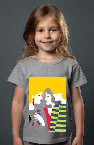 3 girls Pa2 – Tshirt Fille – Gris