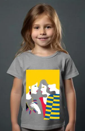 3 girls Pa2 – Tshirt Fille – Gris
