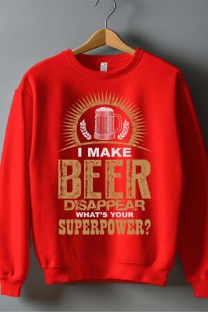 BEER Disappear – Sweat Col Rond Homme – Rouge