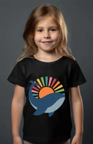 Baleine zen – Tshirt Fille – Noir