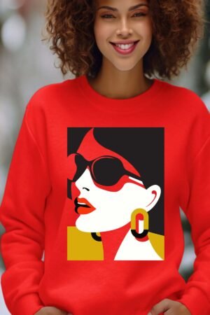 Blue face V25 – Sweat Col Rond Femme – Rouge