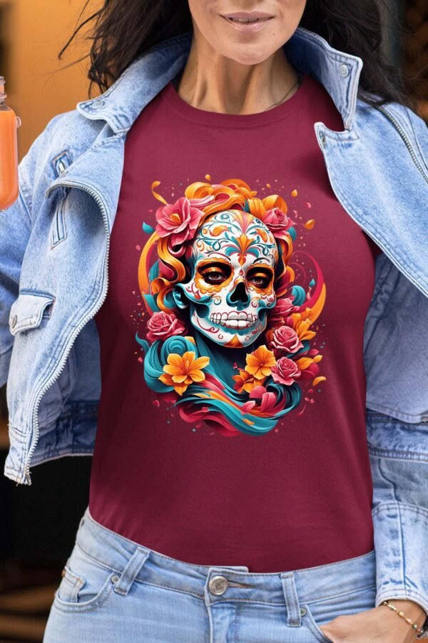 Calavera Florale - Tshirt Femme