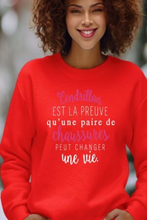 Cendrillon chaussure – Sweat Col Rond Femme – Rouge