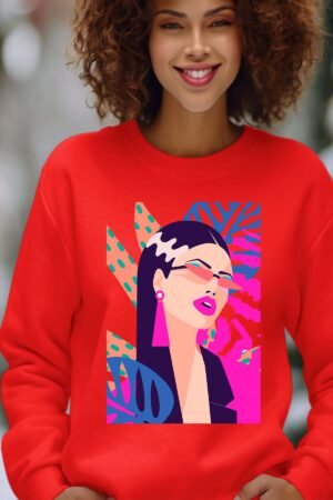 Fam tropifleur – Sweat Col Rond Femme – Rouge