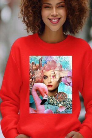 Flamingo – Sweat Col Rond Femme – Rouge