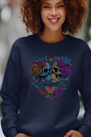 Heart Skeleton – Sweat Col Rond Femme – Marine