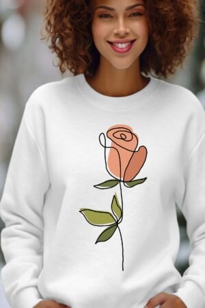 Sweat Col Rond Femme en Gros | Rose lineart