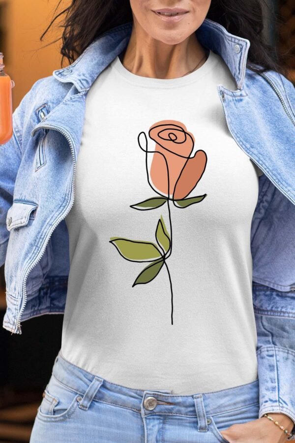 Rose lineart - Tshirt Femme