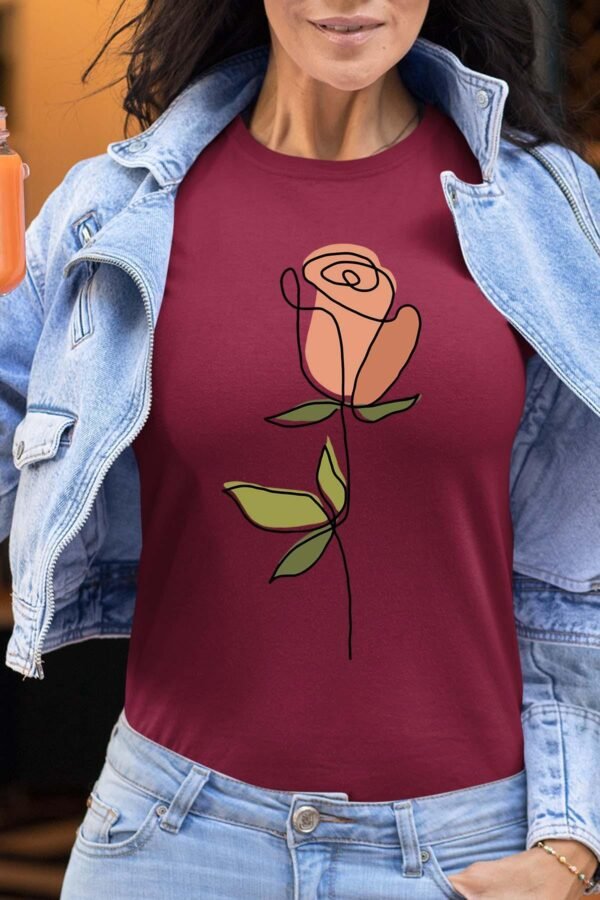 Rose lineart - Tshirt Femme