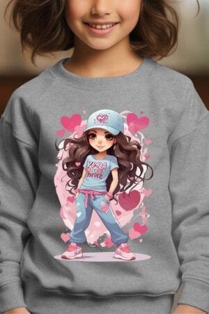 Zimba Forever – Sweat Col Rond Fille – Gris