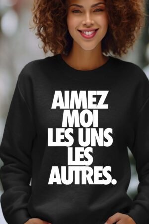 aimez moi BLANC – Sweat Col Rond Femme – Noir