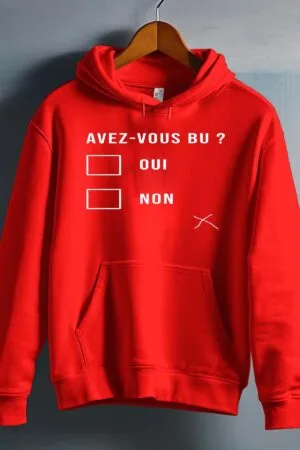 avez vous bu – Sweat capuche Homme – Rouge