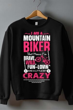 biker mountain wild – Sweat Col Rond Homme – Noir