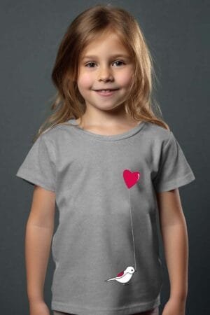 bird heart – Tshirt Fille – Gris