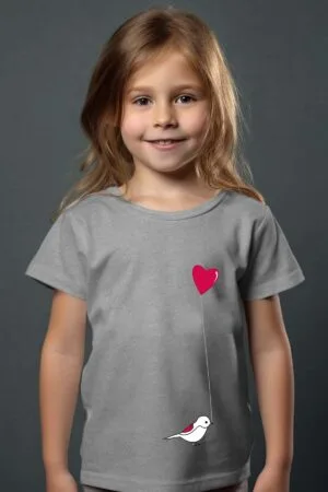 bird heart – Tshirt Fille – Gris