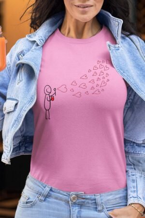 bulle coeur – Tshirt Femme – Rose