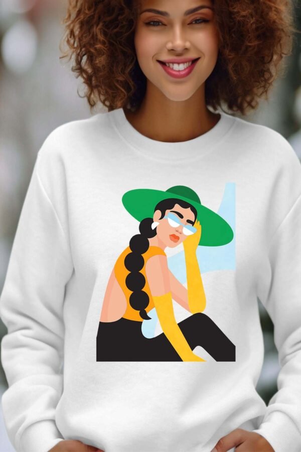 Sweat Col Rond Femme en Gros | chapeau vert retouche