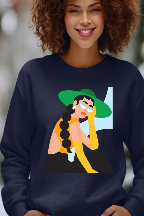 Sweat Col Rond Femme en Gros | chapeau vert retouche