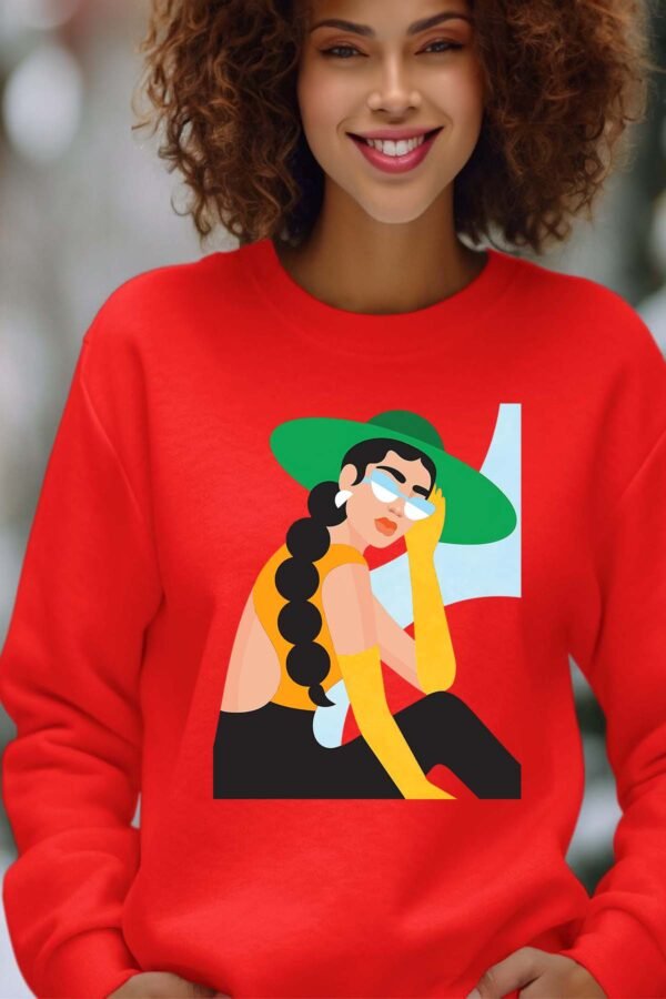 Sweat Col Rond Femme en Gros | chapeau vert retouche