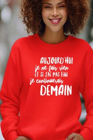 continuerai demain – Sweat Col Rond Femme – Rouge