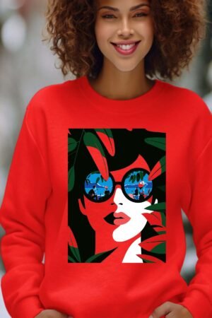 girl green 25Vers – Sweat Col Rond Femme – Rouge