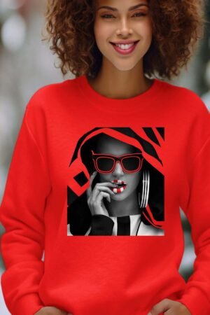 lips news – Sweat Col Rond Femme – Rouge