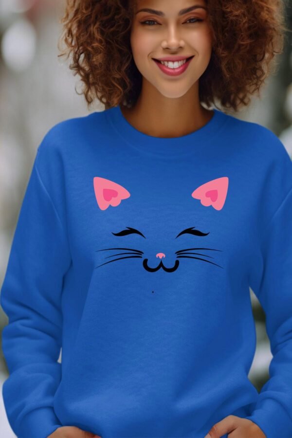 pink face cat - Sweat Col Rond Femme