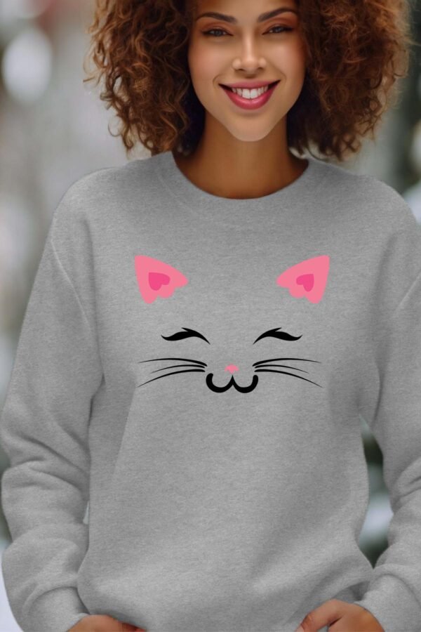 pink face cat - Sweat Col Rond Femme