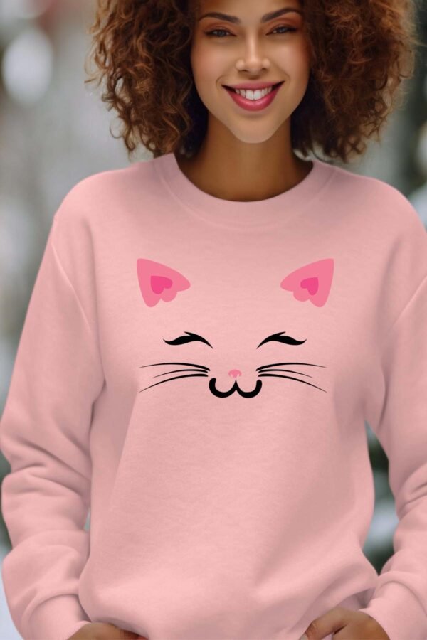 pink face cat - Sweat Col Rond Femme