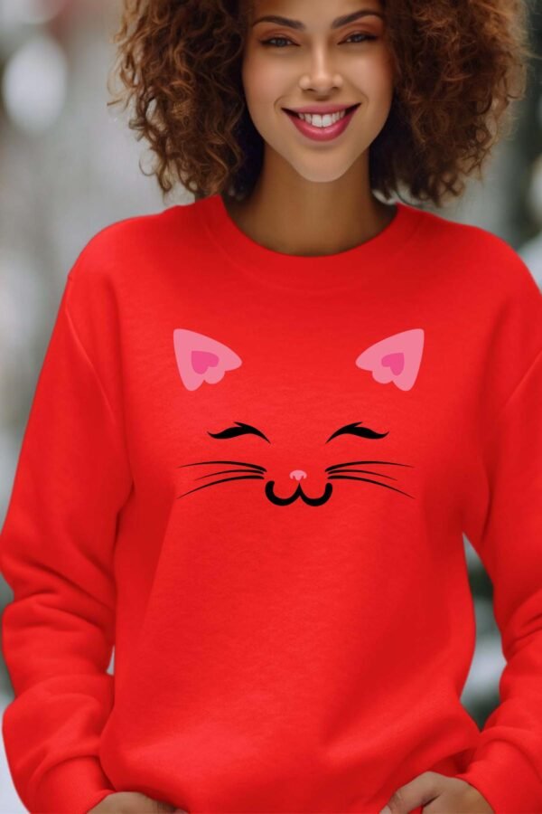 pink face cat - Sweat Col Rond Femme
