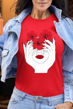 visage main line – Tshirt Femme – Rouge