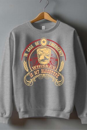 whiskey_blood – Sweat Col Rond Homme – Gris