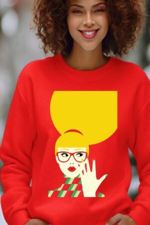 yellow hair Pat – Sweat Col Rond Femme – Rouge