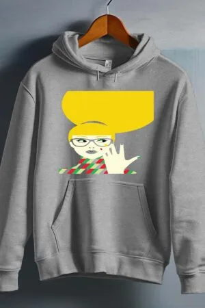 yellow hair Pat – Sweat capuche Fille – Gris