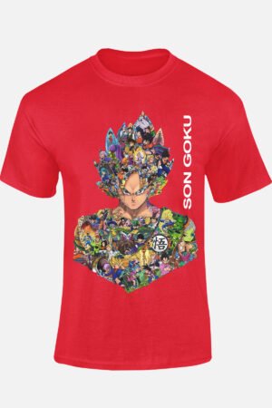 goku multi incrustation BLANC – Tshirt – Rouge