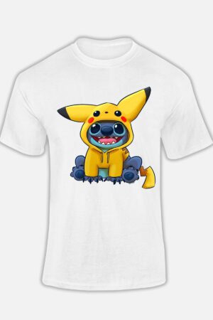 stitch déguisé pikatchu – Tshirt – Blanc