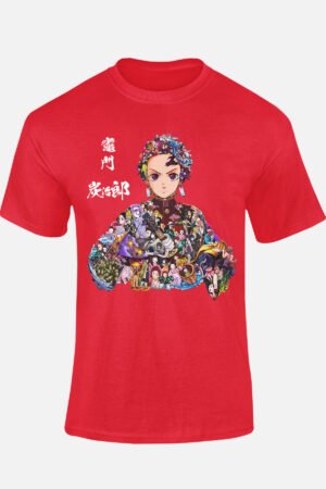 tanjiro Multi Incrustation BLANC – Tshirt – Rouge