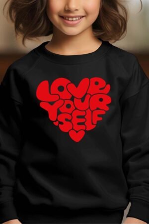 Coeur YourSelf – Sweat Col Rond Fille – Noir