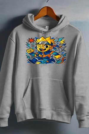 Cubisme konoha – Sweat capuche Garçon – Gris