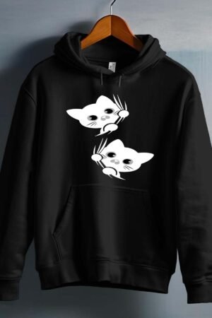 Curious Cats – Sweat capuche Fille – Noir