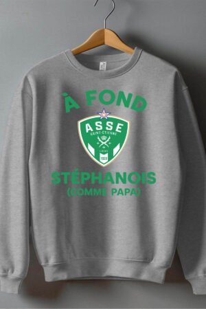 Fond St etienne papa – Sweat Col Rond Garçon – Gris
