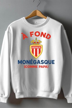 Fond monaco papa – Sweat Col Rond Garçon – Blanc