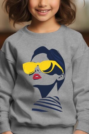 Golden Shades – Sweat Col Rond Fille – Gris